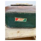 Two vintage Italian leather wrapped decanter bottles made in Italy