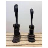 Two Antique Cast Iron Seal Presses (1) is a SD Notary and the other is The Plantation Company in Sisseton SD