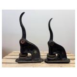 Two Antique Cast Iron Seal Presses (1) is a SD Notary and the other is The Plantation Company in Sisseton SD