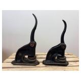 Two Antique Cast Iron Seal Presses (1) is a SD Notary and the other is The Plantation Company in Sisseton SD