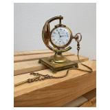 Working Hampden railroad pocket watch with engraved cabin motif