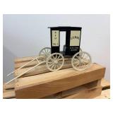 Antique handheld brass school Bell cast-iron and mailman John Deere wagon