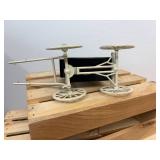 Antique handheld brass school Bell cast-iron and mailman John Deere wagon