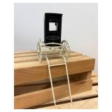 Antique handheld brass school Bell cast-iron and mailman John Deere wagon