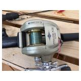 Five ice fishing poles with reels