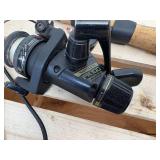 Five ice fishing poles with reels