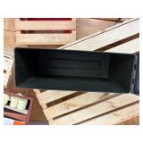 Miscellaneous lot of backgammon game and metal military ammo storage