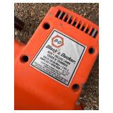 Multiple piece lot, including electric Black & Decker yard edger very heavy duty craftsman gas, powered Weedwhacker to metal collapsible sawhorses made by EBCO