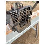 Multiple piece lot, including electric Black & Decker yard edger very heavy duty craftsman gas, powered Weedwhacker to metal collapsible sawhorses made by EBCO