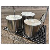 3 stainless steel stock pots with one lid