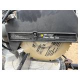 10-inch black and decker power miter saw on a Wolfcraft collapsible portable frame