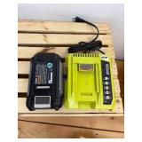 Ryobi 40 V rechargeable lithium battery with charger