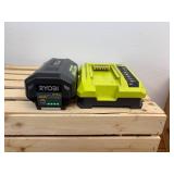 Ryobi 40 V rechargeable lithium battery with charger