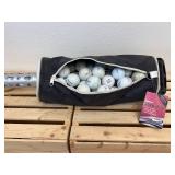 Golf shag bag filled with golf balls