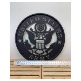 24” laser cut metal US Army wall medallion.