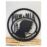 24-inch laser cut metal POW MIA wall medallion