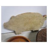 Pig Cutting Board, Bowl, Sewing Basket