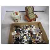 Vintage Sewing Buttons, Pin Cushion