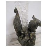 Cast Bird Vase, Basket, Bowl