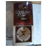 Vintage Miller Beer Lighted Clock Sign