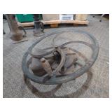 Antique Cast Iron Hand Crank Pulley Wheel