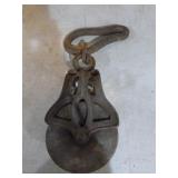 Vintage Pulley with Pipe Wrench