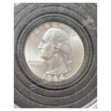1964 US WASHINGTON QUARTER BU IN AIRTITE