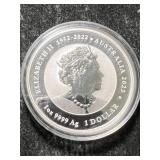 1 TROY OZ .9999 FINE SILVER 2023 AUSTRALIAN ROUND IN AIRTITE