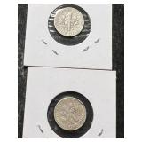 2 US ROOSEVELT DIMES 1947 1961