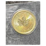 2024 CANADIAN MAPLE LEAF 1/20TH TROY OZ .9999 FINE GOLD