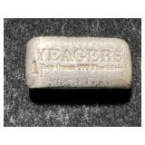 1 TROY OZ .999 FINE SILVER YEAGERS BAR