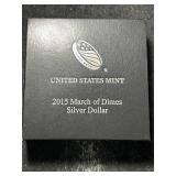 2015 US MARCH OF DIMES SILVER DOLLAR IN ORIGINAL BOX