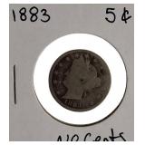 1883 5 Cent No Cents