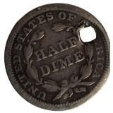 1854 Seated Liberty Half Dime, Type 3, with Arrows at Date.