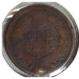 1867 Indian Head Cent, Net Grade G4, with a hole, AG-3.