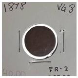 1878 Indian Head Cent in Very Good (VG) condition, graded as Fair 2 (FR-2).