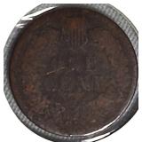 1885 Indian Head Cent, AG-3, P-1 ; 1886 Indian Head Cent, Variety 2, G-4, bent, AG-3..