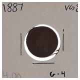 1887 Indian Head Cent in VG8 and G-4 condition, along with an 1888 Indian Head Cent also in VG8 and G-4 condition.