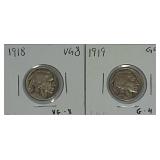 1918  & 1919 Indian Head Buffalo Nickel