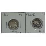 1920 & 1920-D Indian Head Buffalo Nickels