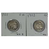 1921 & 1923- Indian Head Buffalo Nickels