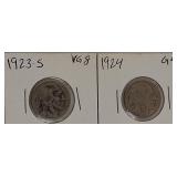 1923-S & 1924 Indian Head Buffalo Nickels