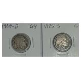 1924-D & 1925-S Indian Head Buffalo Nickels