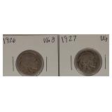1926 & 1927  Indian Head Buffalo Nickels