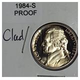 1984,1985,1986 & 1987 Jefferson Nickel Clad Proofs