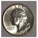 1964-D MS63 Washington Silver Quarter & 1964-D MS68 Washington Silver Quarter
