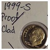 1996 ,1997, 1999 & 2000  Roosevelt Dime Clad Proofs from the San Francisco Mint.