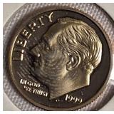1996 ,1997, 1999 & 2000  Roosevelt Dime Clad Proofs from the San Francisco Mint.