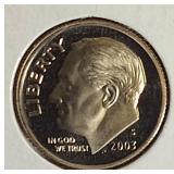 2001 -2004 Roosevelt Dime Clad Proofs from the San Francisco Mint.