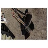 Assorted Shovels, Post Hole Digger, Pitchfork